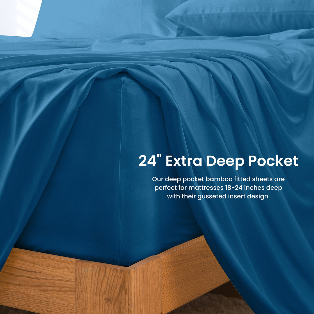 GOKOTTA Bed Sheets Set-AllSeason-24" Extra Deep Pocket, Blue