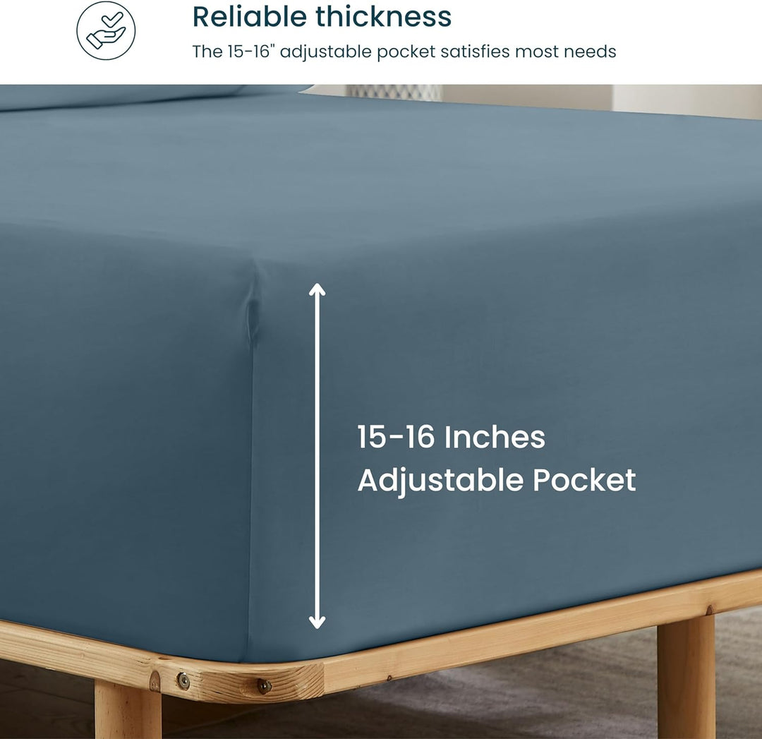 Close-up of the 16-inch pocket design for a perfect fit on high mattresses.