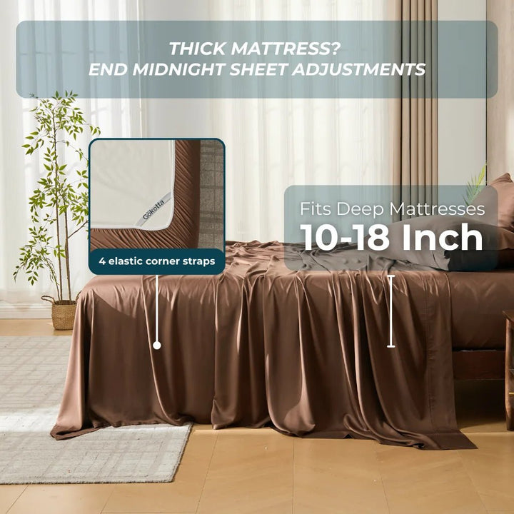 BreezeComfort Eco Grown Bamboo Rayon Sheet Set, Cocoa Brown - GOKOTTA