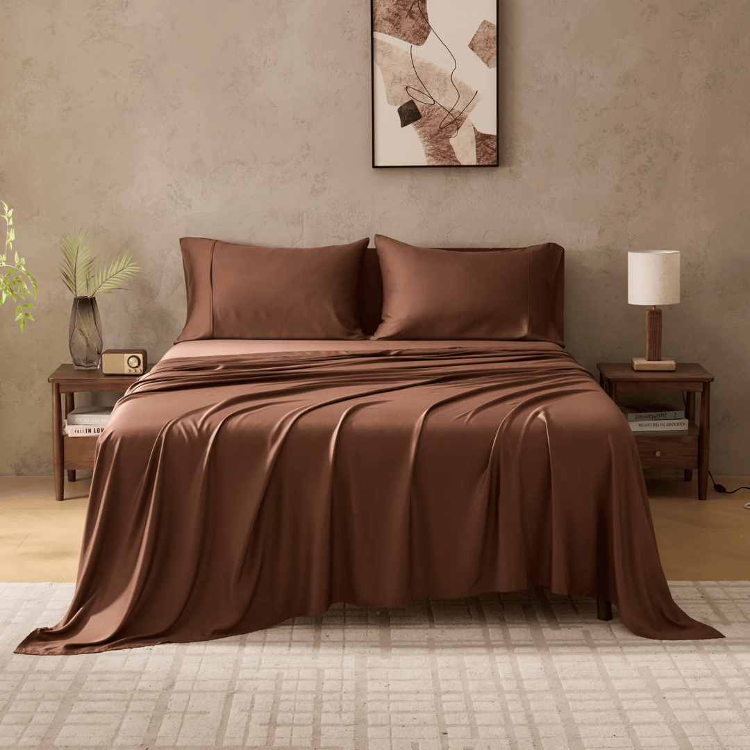 BreezeComfort Eco Grown Bamboo Rayon Sheet Set, Cocoa Brown - GOKOTTA