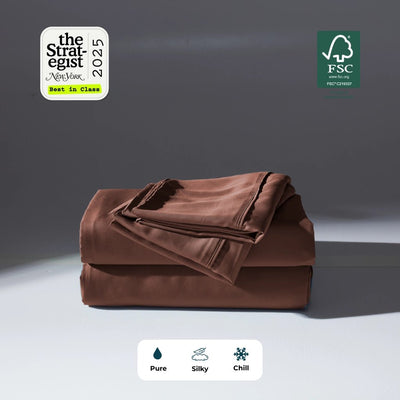 Juego de sábanas refrescantes de bambú, color melocotón cremoso 