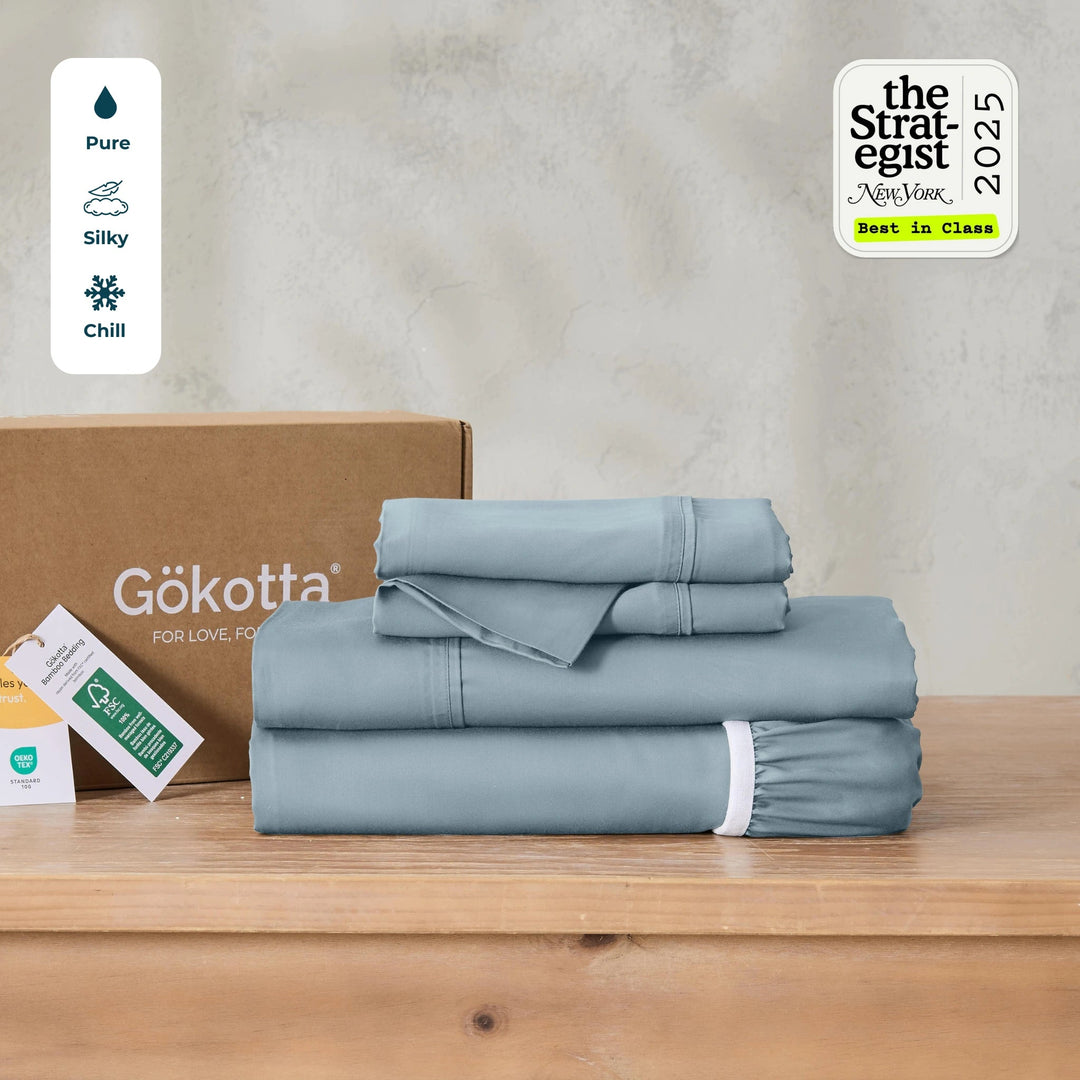 BreezeComfort Eco Grown Bamboo Rayon Sheet Set, Sky Blue - GOKOTTA