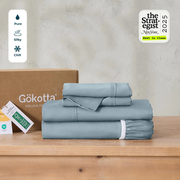 BreezeComfort Eco Grown Bamboo Rayon Sheet Set, Sky Blue - GOKOTTA