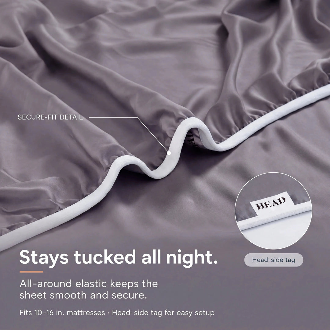 ClassicBreeze™ Cooling Bamboo Viscose Fitted Sheet, Silver Sage - GOKOTTA