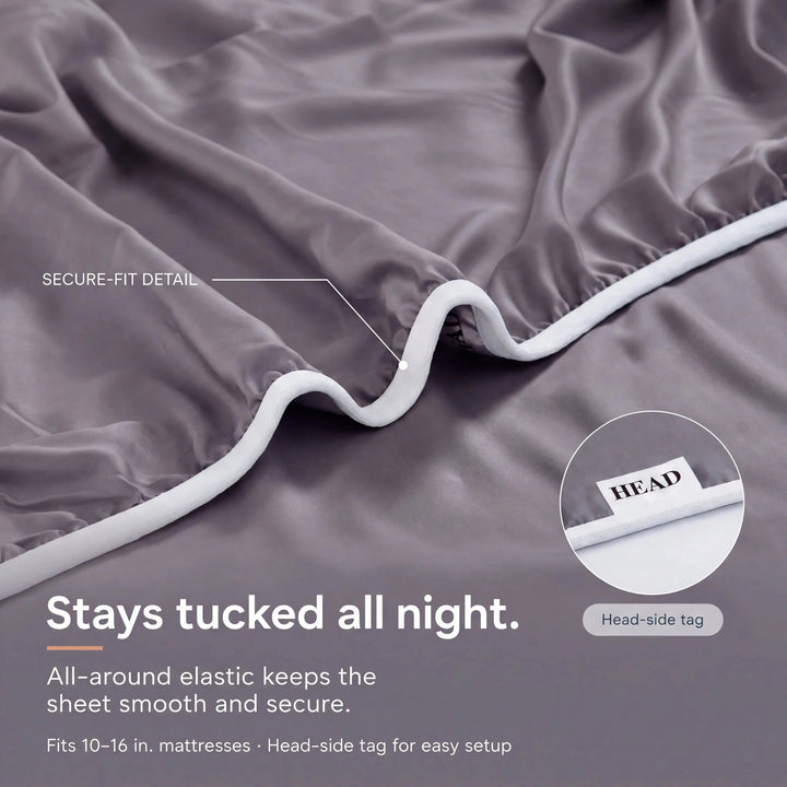 ClassicBreeze™ Cooling Bamboo Viscose Fitted Sheet, Silver Sage - GOKOTTA