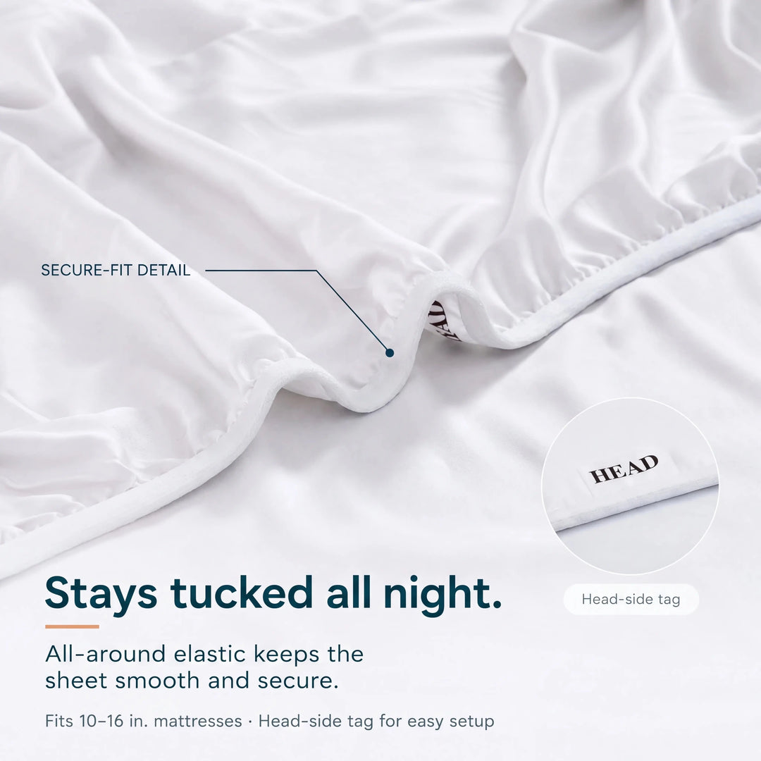 ClassicBreeze™ Cooling Bamboo Viscose Fitted Sheet, Snow - GOKOTTA