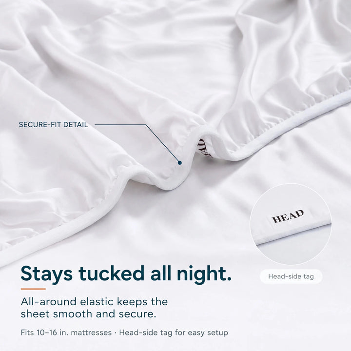 ClassicBreeze™ Cooling Bamboo Viscose Fitted Sheet, Snow - GOKOTTA