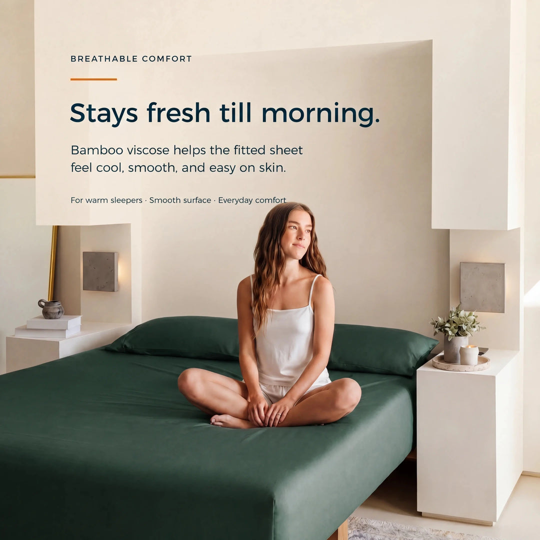 ClassicBreeze™ Cooling Bamboo Viscose Fitted Sheet, Snow - GOKOTTA