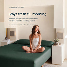ClassicBreeze™ Cooling Bamboo Viscose Fitted Sheet, Snow - GOKOTTA