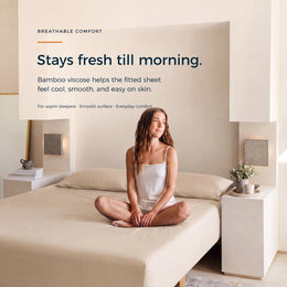 ClassicBreeze™ Cooling Bamboo Viscose Fitted Sheet, Snow - GOKOTTA