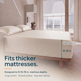 ClassicBreeze™ Cooling Bamboo Viscose Fitted Sheet, Snow - GOKOTTA