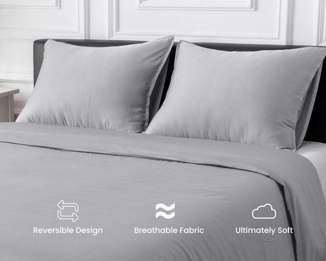 Cooling Bamboo Duvet Cover Set, Grey（US ONLY Free Gift） - GOKOTTA