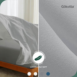 GOKOTTA Bamboo Bed Sheets Set - AllSeason - Extra 24 “ Deep Pocket, Grey