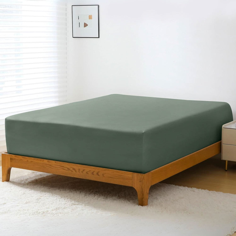 Cooling Bamboo Fitted Sheet Only, Green - GOKOTTA