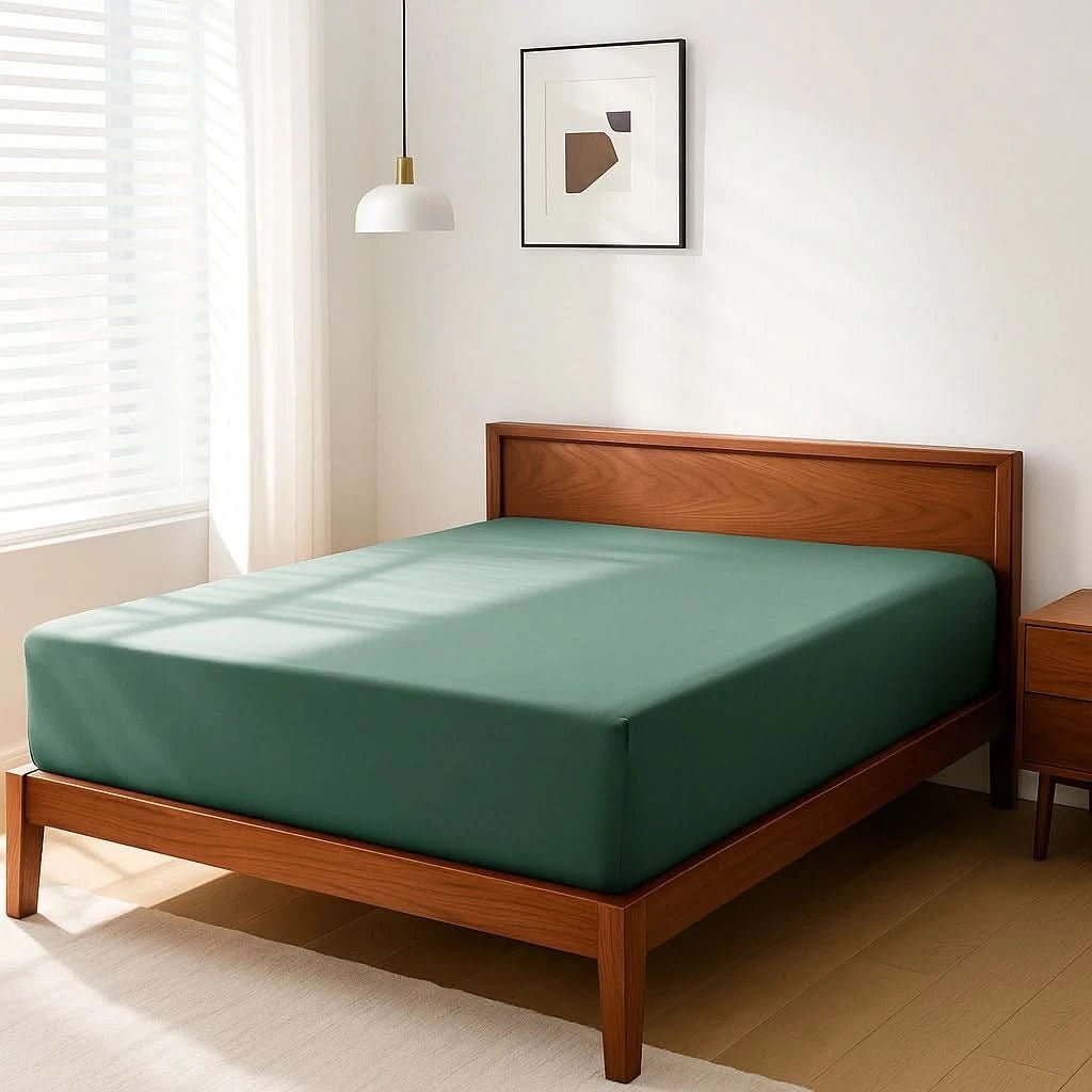Cooling Bamboo Fitted Sheet Only, Green - GOKOTTA