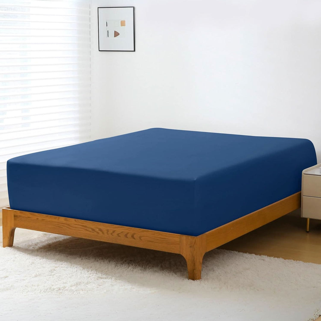Cooling Bamboo Fitted Sheet Only, Navy Blue - GOKOTTA