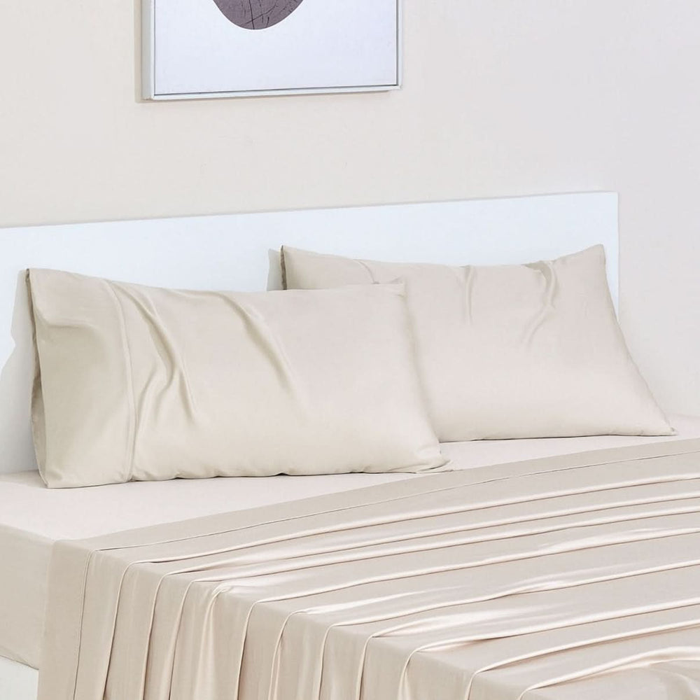 Cooling Bamboo Pillowcases Set, Light Beige - GOKOTTA