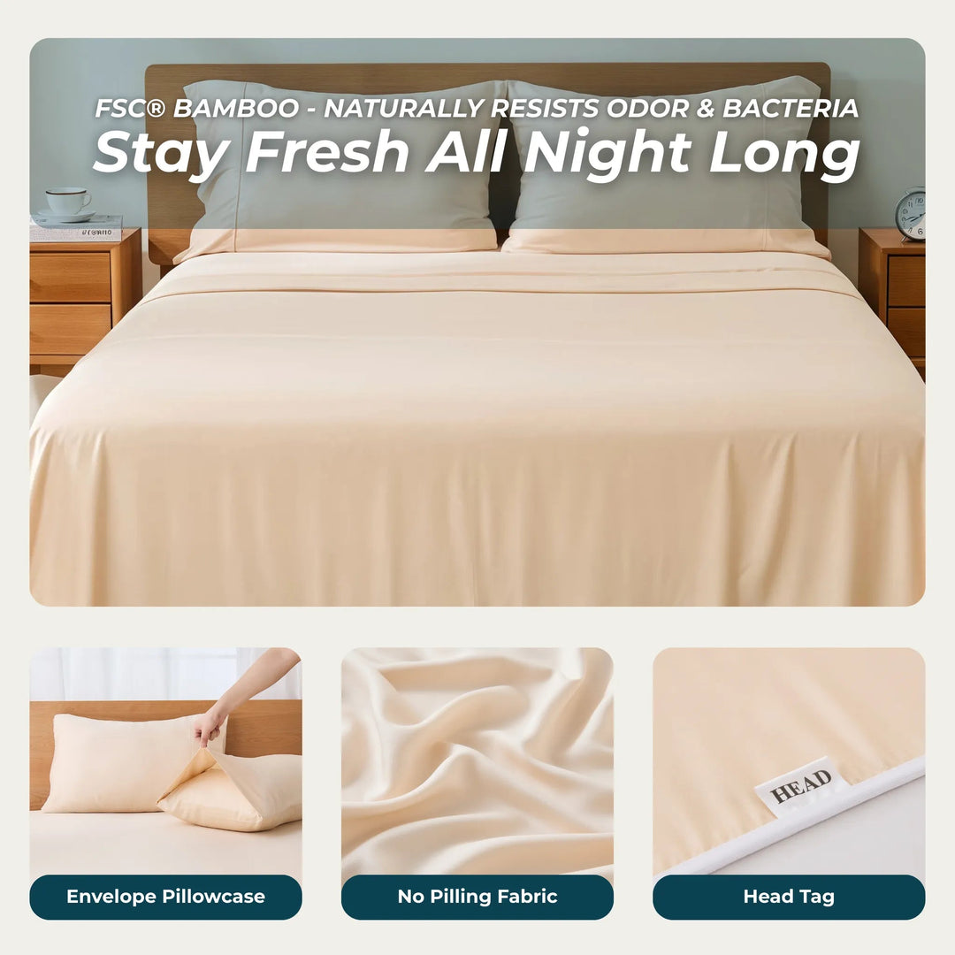Cooling Bamboo Sheet Set, Creamy Peach - GOKOTTA