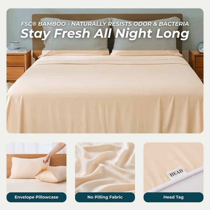 Cooling Bamboo Sheet Set, Creamy Peach - GOKOTTA