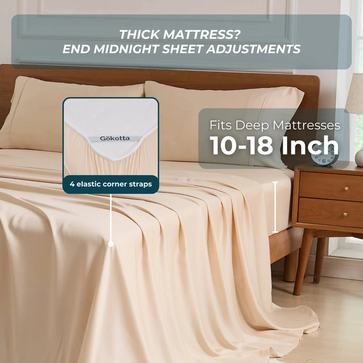 Cooling Bamboo Sheet Set, Creamy Peach - GOKOTTA
