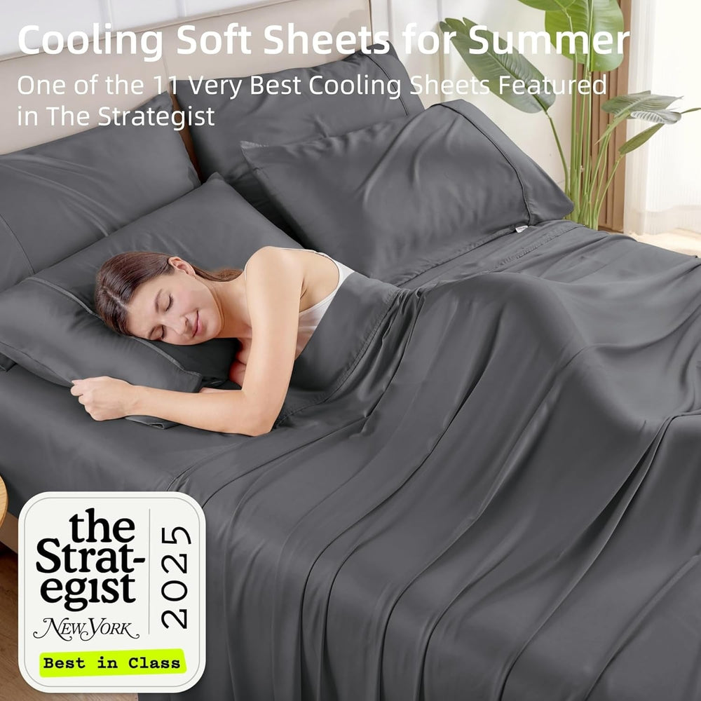 Cooling Bamboo Sheet Set, Dark Grey - GOKOTTA
