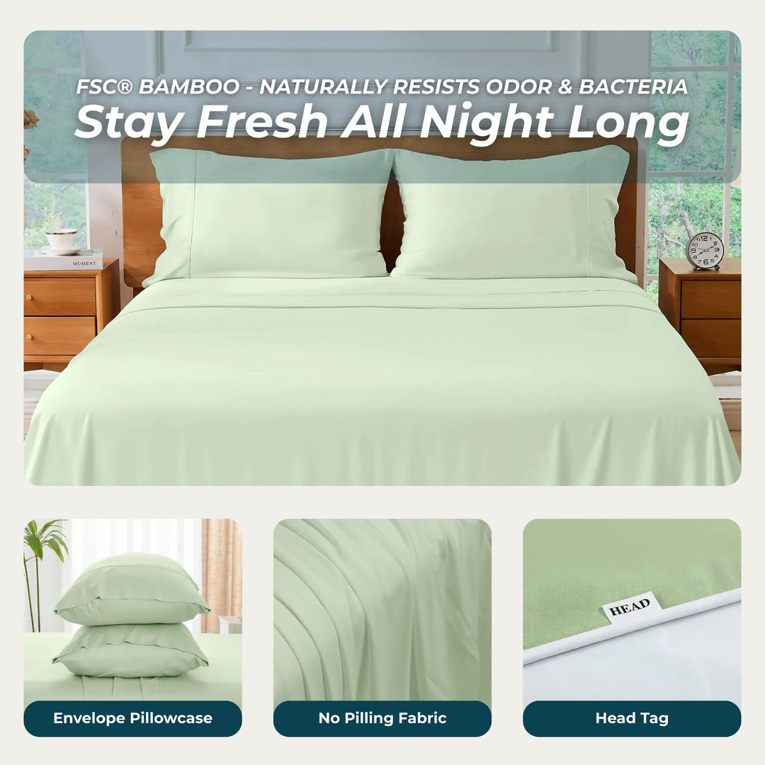 Cooling Bamboo Sheet Set, Sea Glass - GOKOTTA