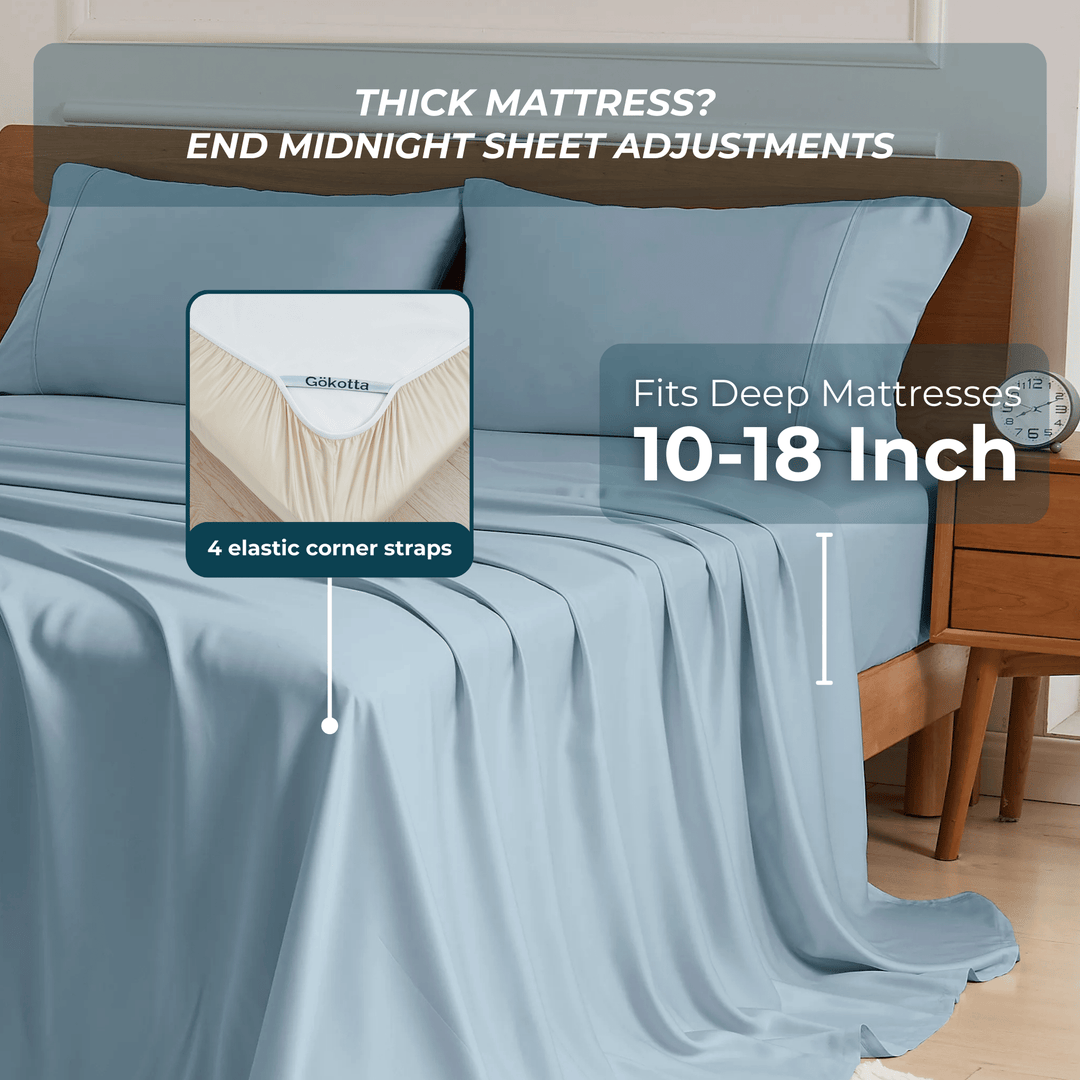 Cooling Bamboo Sheet Set, Sky Blue - GOKOTTA