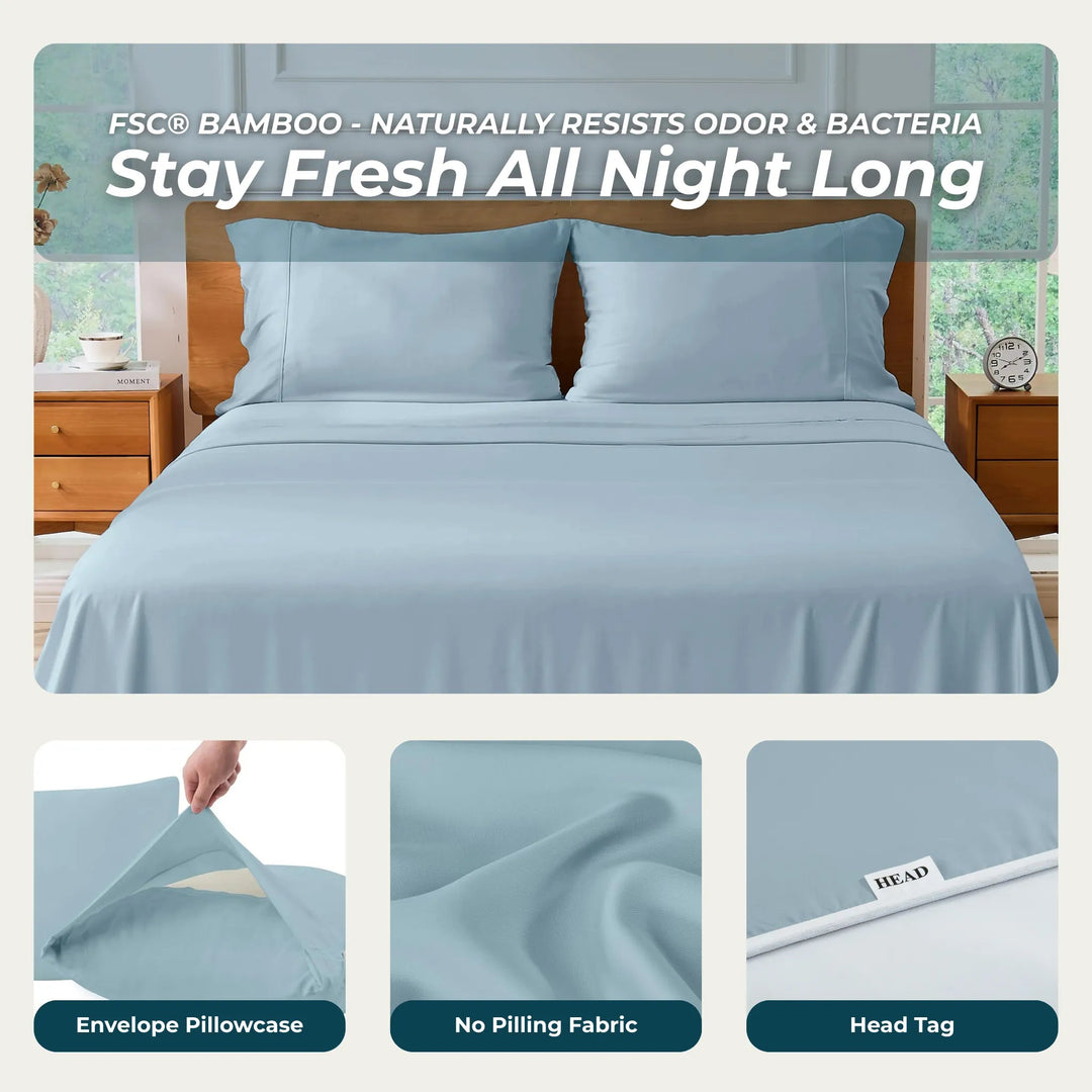 Cooling Bamboo Sheet Set, Sky Blue - GOKOTTA