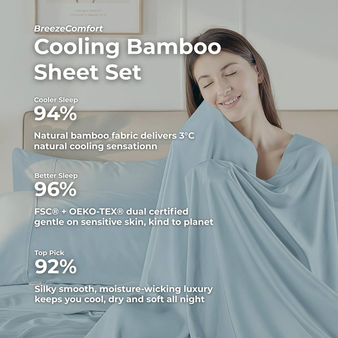 Cooling Bamboo Sheet Set, Sky Blue - GOKOTTA