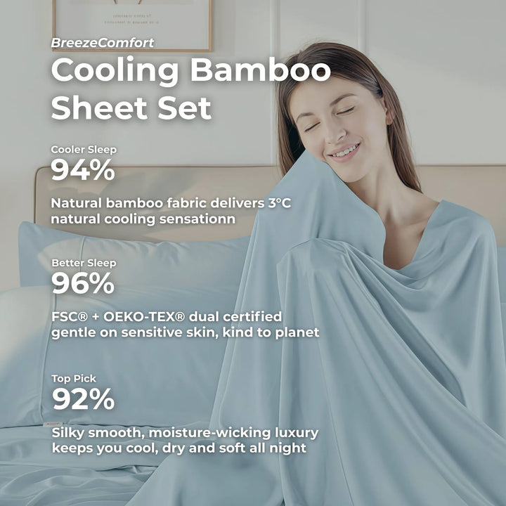 Cooling Bamboo Sheet Set, Sky Blue - GOKOTTA