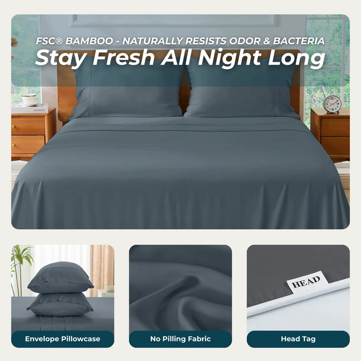Cooling Bamboo Sheet Set, Stone Grey - GOKOTTA