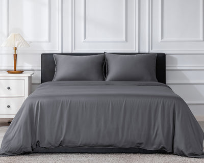 GOKOTTA 100% Rayon from Bamboo Cooling Duvet Cover Set 3PCS, Dark Grey