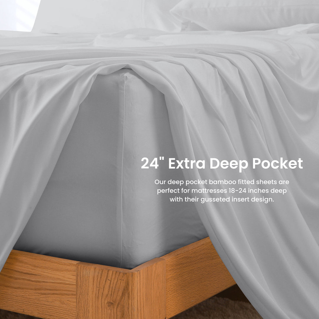 GOKOTTA Bed Sheets Set-AllSeason-24" Extra Deep Pocket, Grey