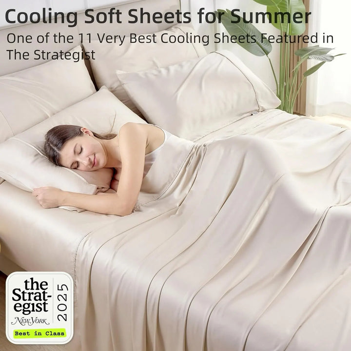 Cooling Bamboo Sheet Set, Light Beige
