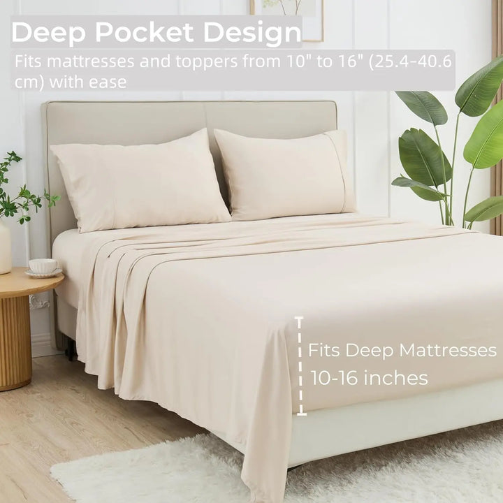 Cooling Bamboo Sheet Set, Light Beige