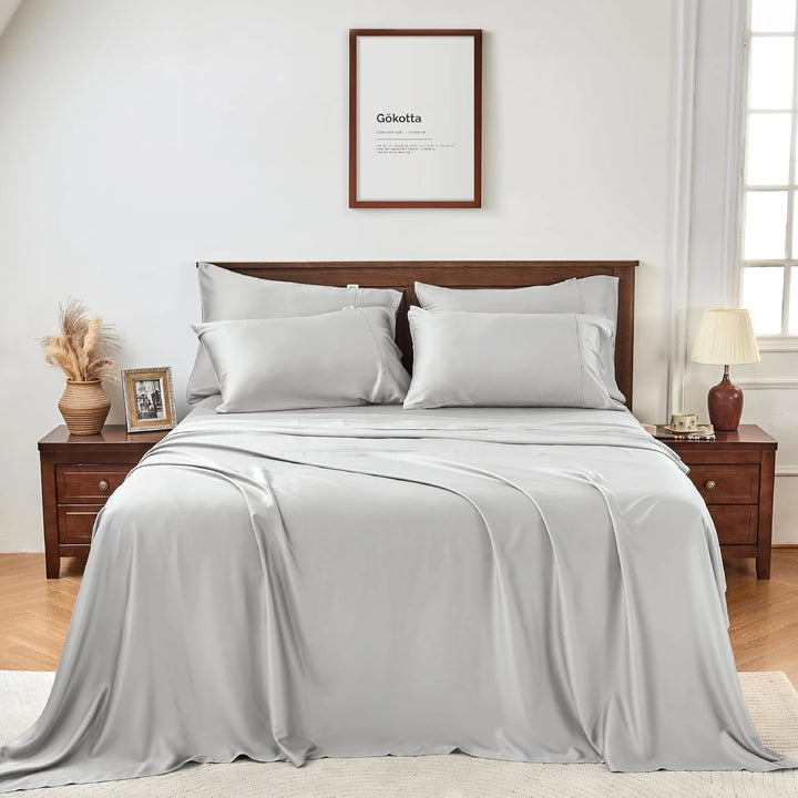Luxury Bamboo Sheets Set - Extra Deep Pocket, Grey