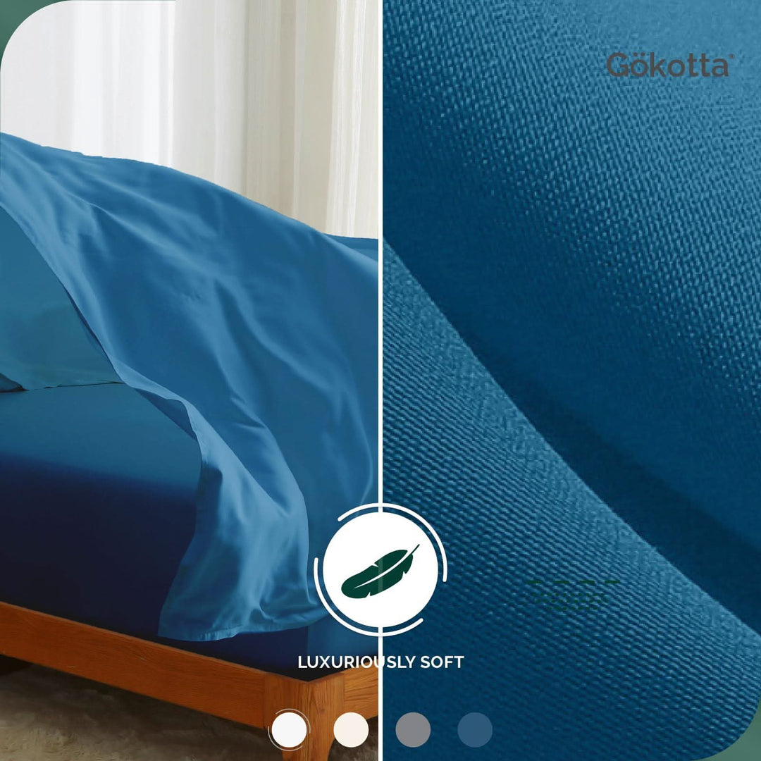 Luxury Bamboo Sheets Set - Extra Deep Pocket, Blue - GOKOTTA
