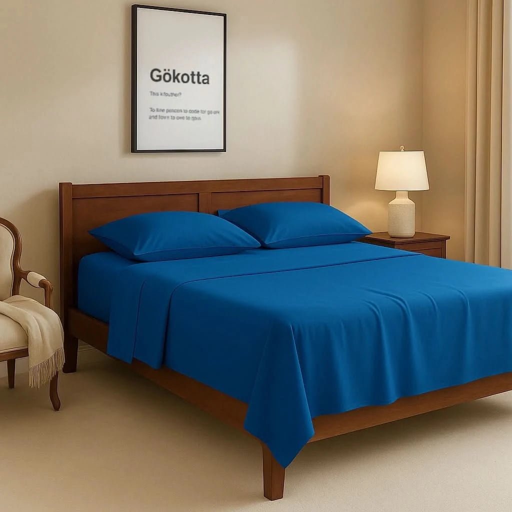 Luxury Bamboo Sheets Set - Extra Deep Pocket, Blue - GOKOTTA