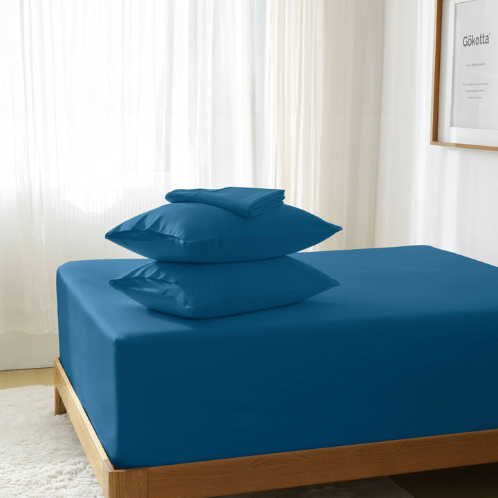 Luxury Bamboo Sheets Set - Extra Deep Pocket, Blue - GOKOTTA