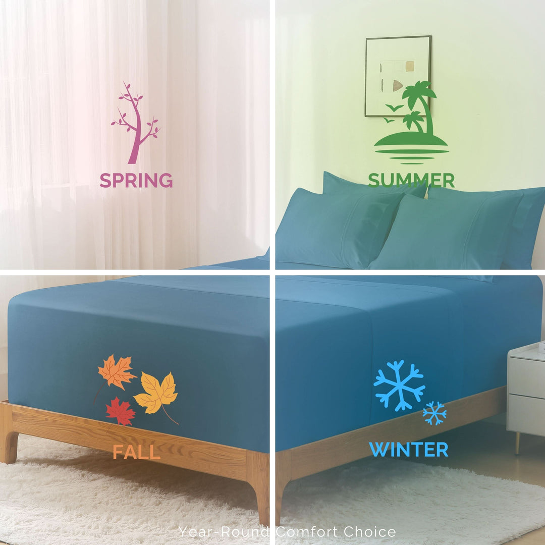 Luxury Bamboo Sheets Set - Extra Deep Pocket, Blue - GOKOTTA