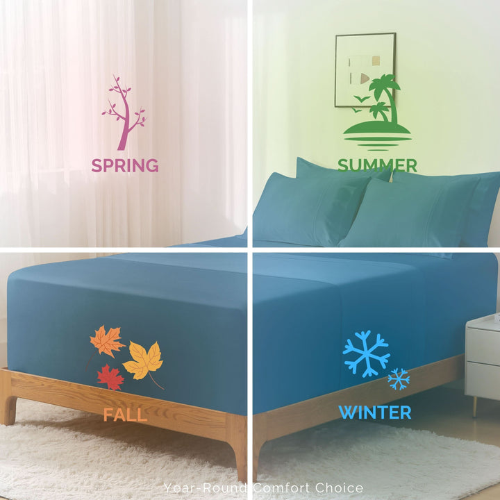 Luxury Bamboo Sheets Set - Extra Deep Pocket, Blue - GOKOTTA