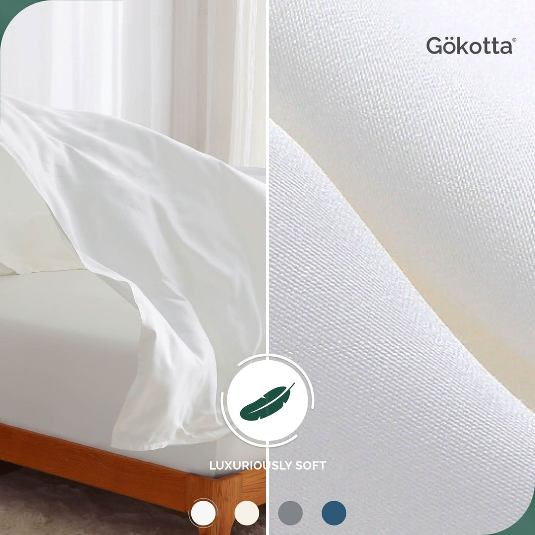 Luxury Bamboo Sheets Set - Extra Deep Pocket, Bright White - GOKOTTA