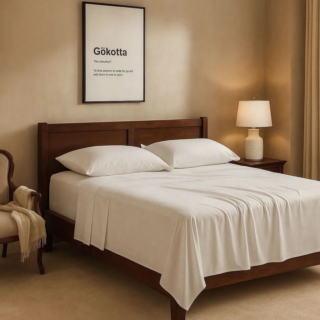Luxury Bamboo Sheets Set - Extra Deep Pocket, Cream White - GOKOTTA