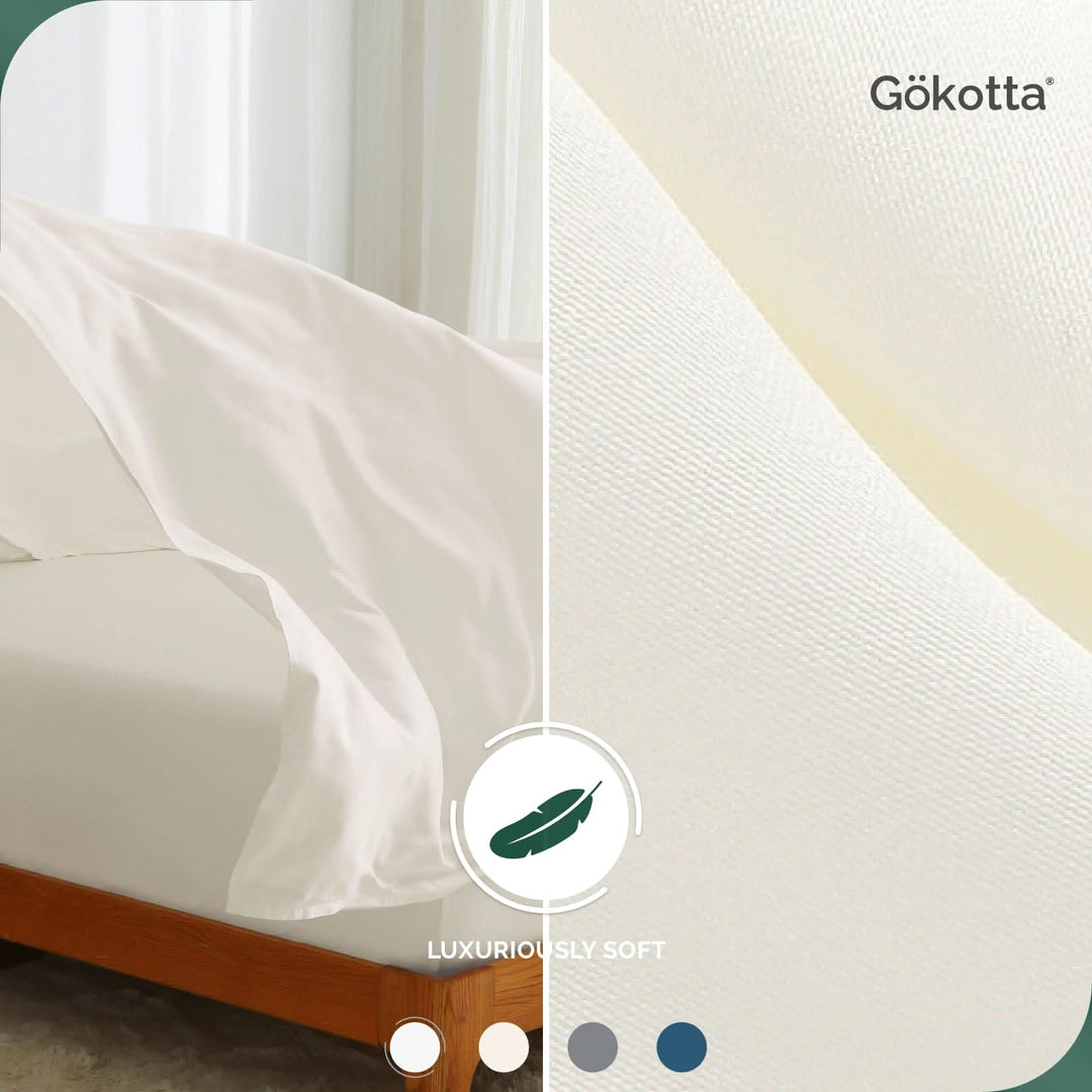 Luxury Bamboo Sheets Set - Extra Deep Pocket, Cream White - GOKOTTA