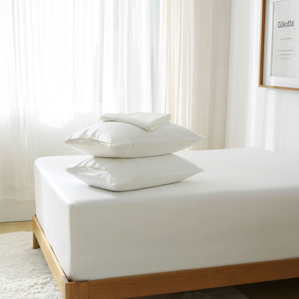 Luxury Bamboo Sheets Set - Extra Deep Pocket, Cream White - GOKOTTA