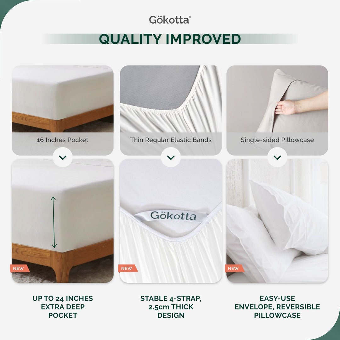 Luxury Bamboo Sheets Set - Extra Deep Pocket, Grey - GOKOTTA