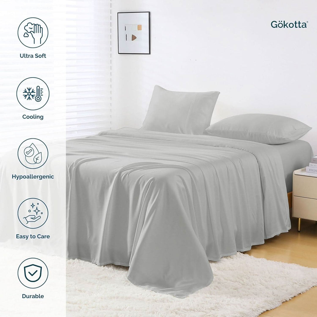 Luxury Bamboo Sheets Set - Extra Deep Pocket, Grey - GOKOTTA