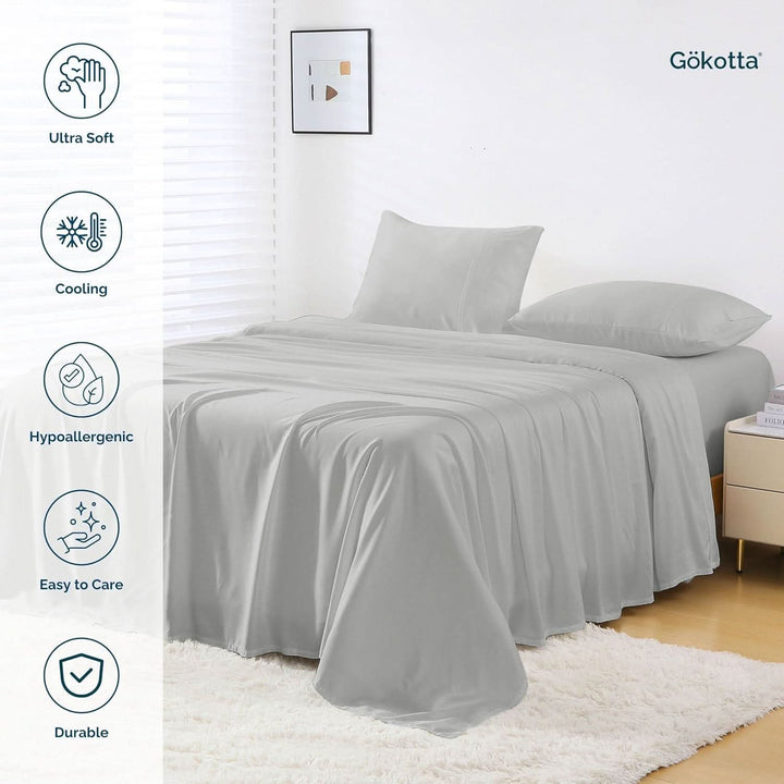 Luxury Bamboo Sheets Set - Extra Deep Pocket, Grey - GOKOTTA