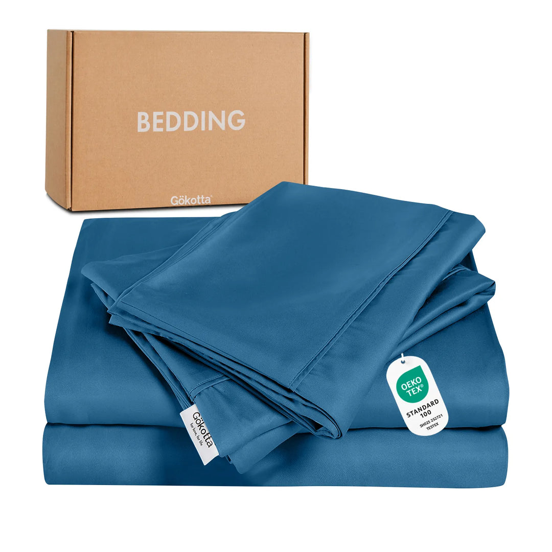 Luxury Bamboo Sheets Set - Extra Deep Pocket, Blue