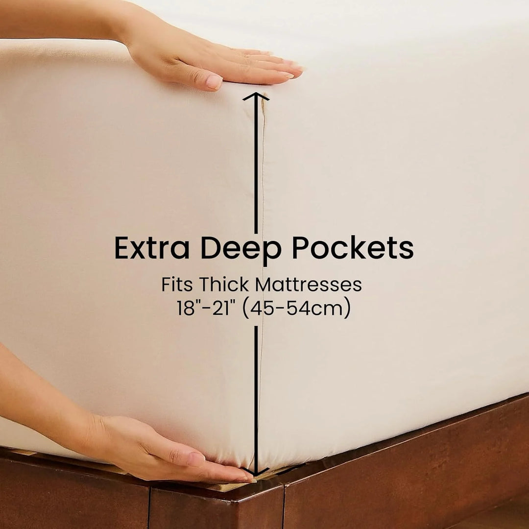 Washed & Brushed Microfiber Bed Sheets Set Deep Pocket
